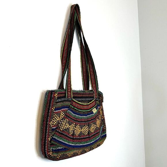 Artesanians Pinzon Tribal Aztec Bohemian Rasta Woven Shoulder Bag - Picture 5 of 7